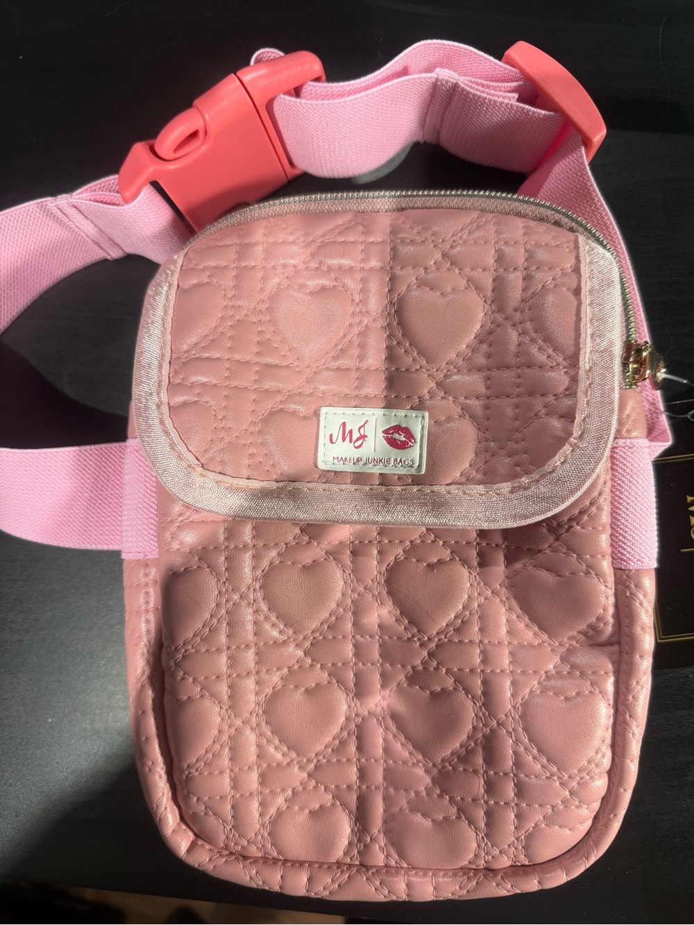 MJ Pink Quilted Heart Crossbody Belt Bag